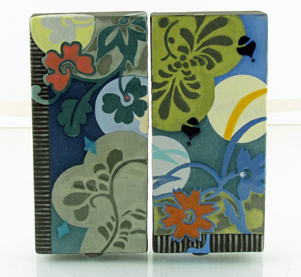 Blue Floral Midnight Dimensional Tiles
