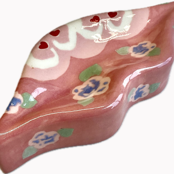 “LIPS” Wall Tile/Dish in coral/pink