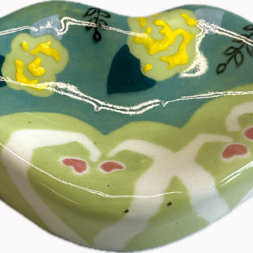 “LIPS” Wall Tile/Dish in blue-green/lime