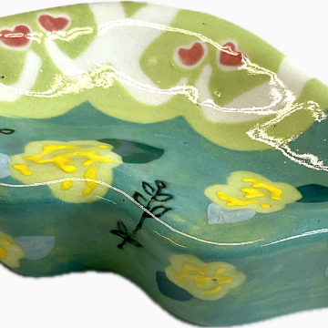 “LIPS” Wall Tile/Dish in blue-green/lime