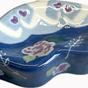 “LIPS” Wall Tile/Dish in dark blue/light blue