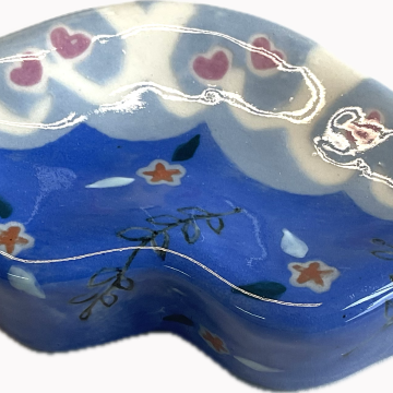 “LIPS” Wall Tile/Dish in royal blue/periwinkle