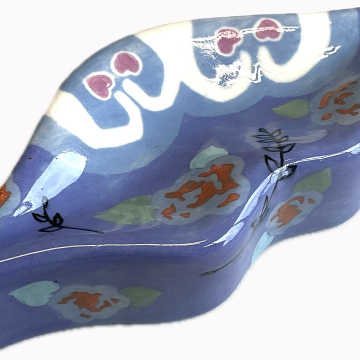 “LIPS” Wall Tile/Dish in blue iris/denim