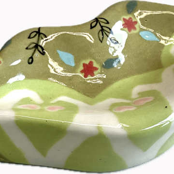 “LIPS” Wall Tile/Dish in Olive/green apple