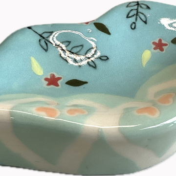 “LIPS” Wall Tile/Dish in turquoise/pale green-aqua