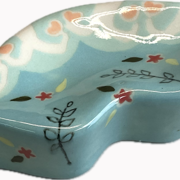 “LIPS” Wall Tile/Dish in turquoise/pale green-aqua