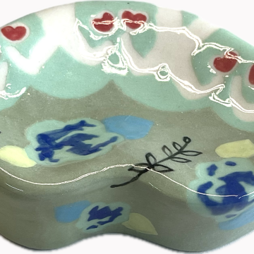 “LIPS” Wall Tile/Dish in sage/mint