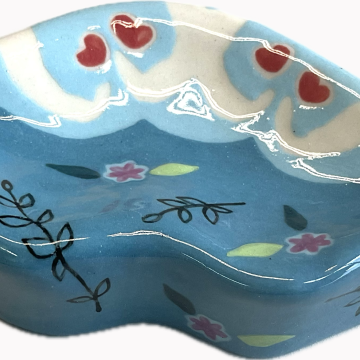 “LIPS” Wall Tile/Dish in teal/turquoise