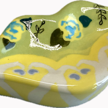 “LIPS” Wall Tile/Dish in lime/lemon